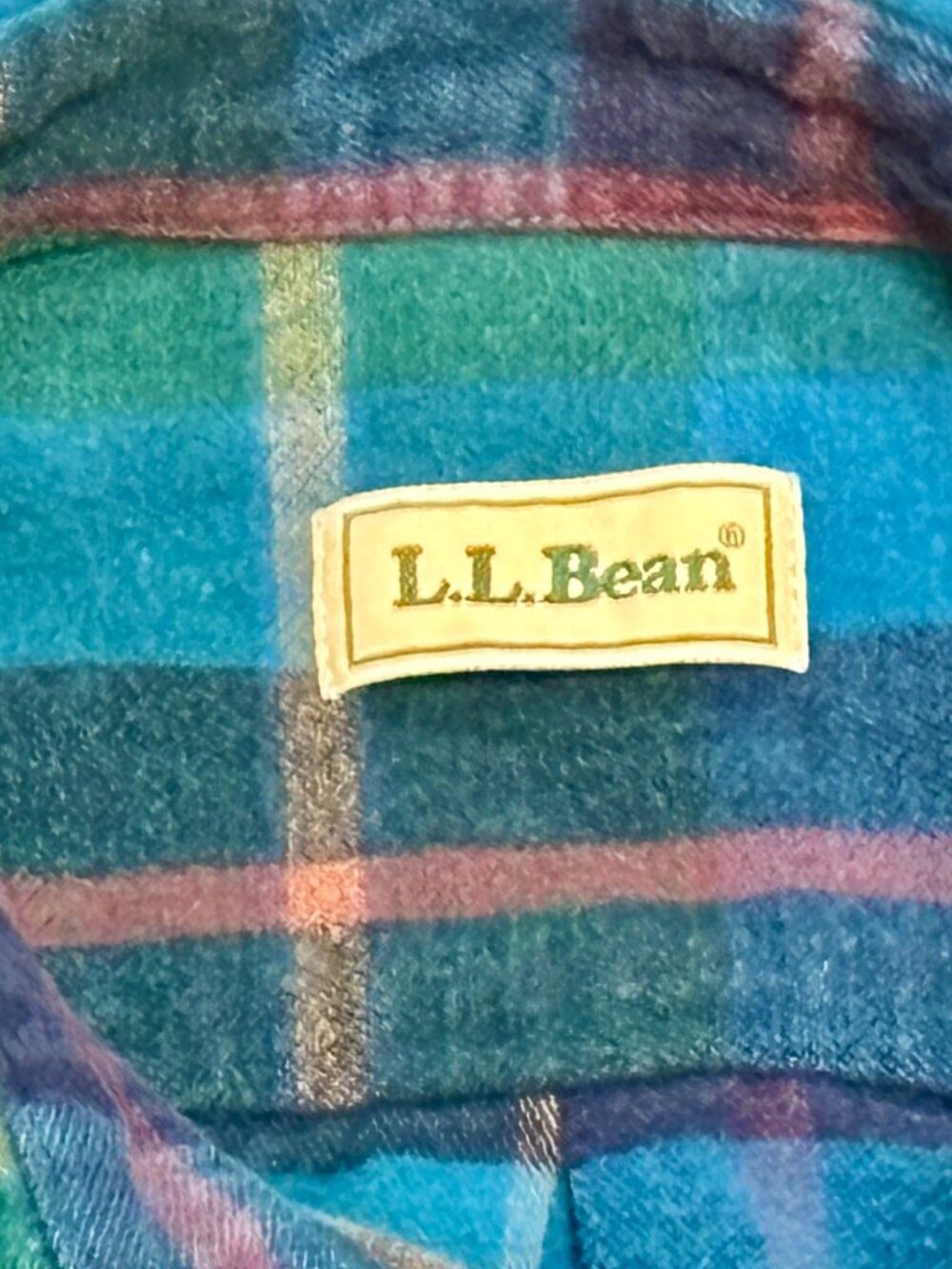 ~~L.L. Bean Men's Vintage XL Flannel Shirt Blue/Green Plaid, Button Down****sizi - Picture 3 of 4